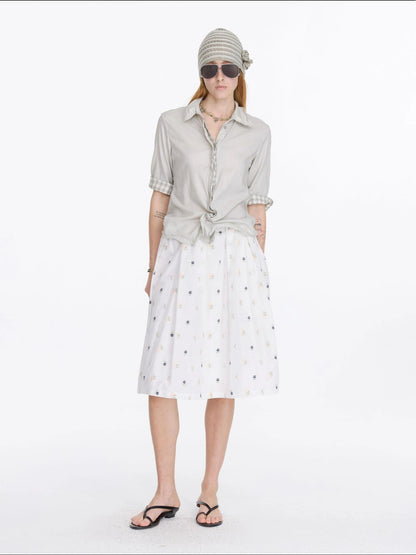 LYUOCHENG Floral Embroidered A Line Skirt