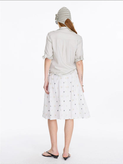 LYUOCHENG Floral Embroidered A Line Skirt