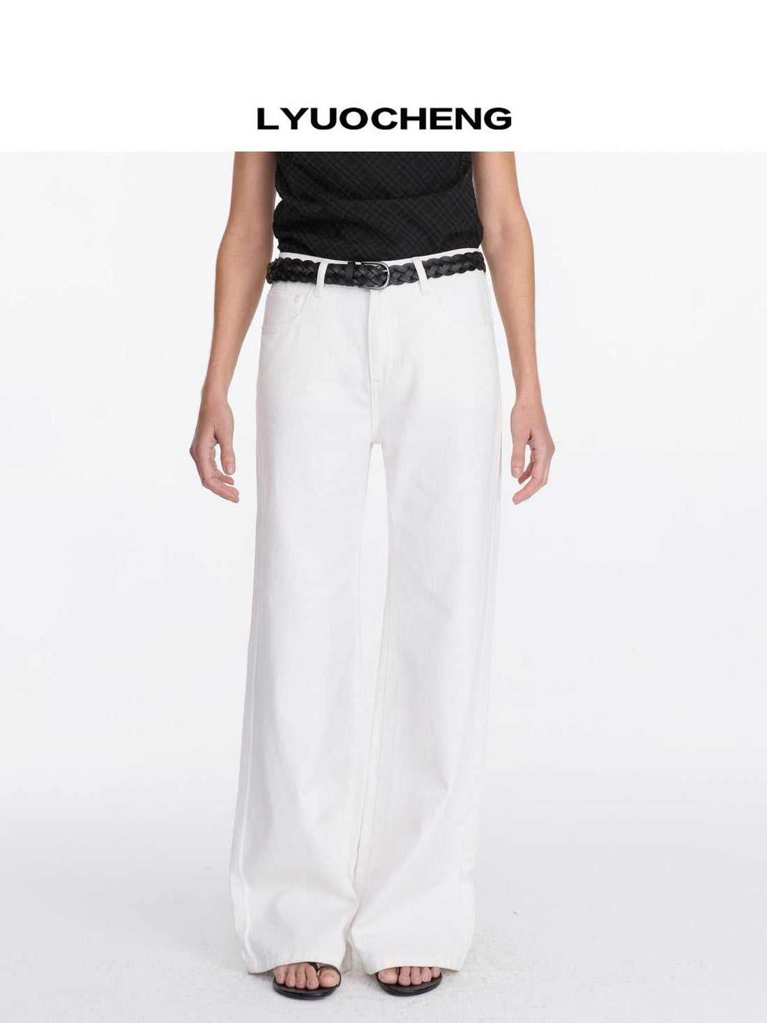 Floral Print White Straight Leg Jeans