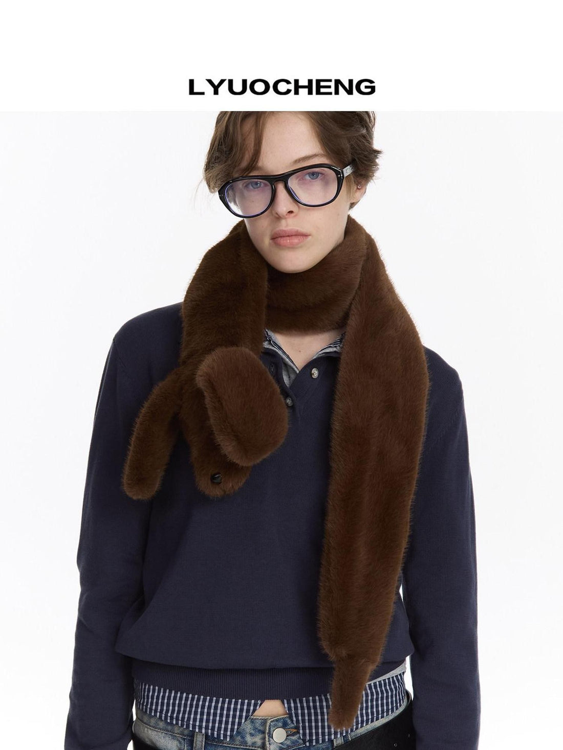 LYUOCHENG Fluffy Dachshund Plush Toy Animal Neck Scarf Women&