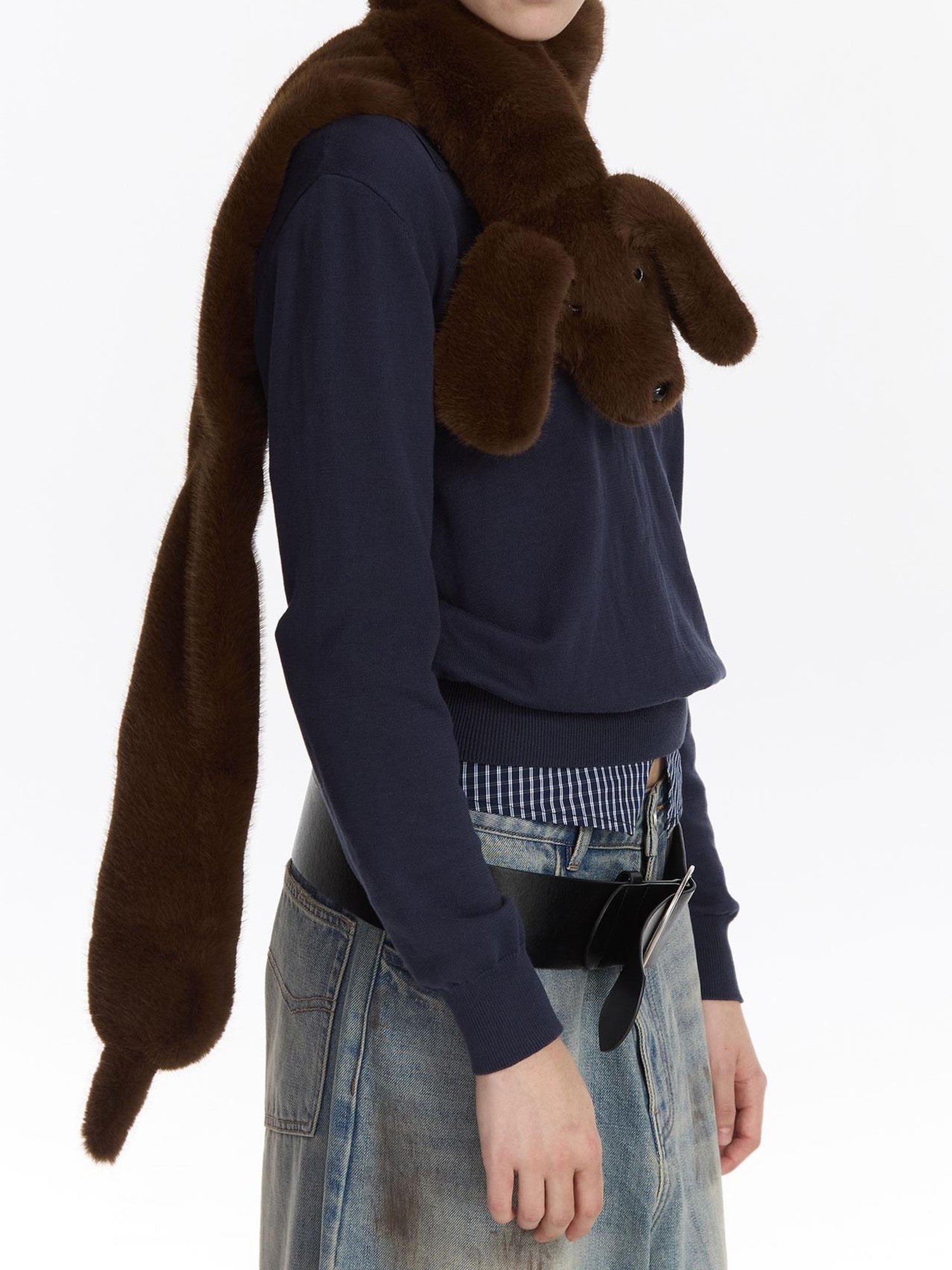 LYUOCHENG Fluffy Dachshund Plush Toy Animal Neck Scarf Women&