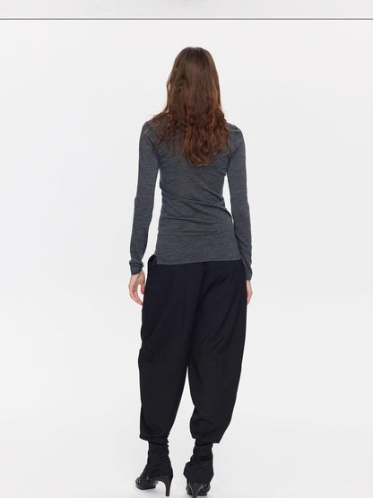 LYUOCHENG Frayed Rolled Edge Wide Crewneck Women&