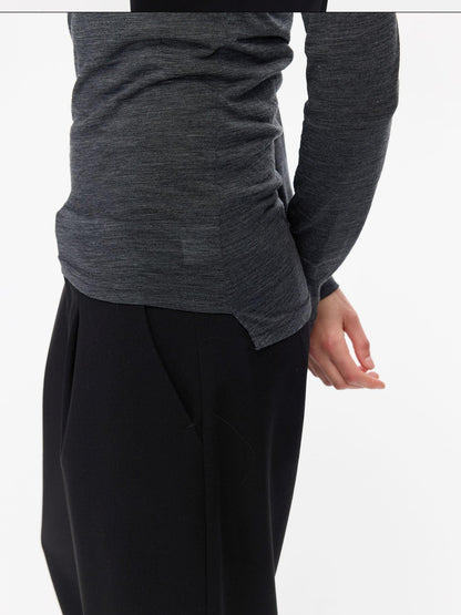 LYUOCHENG Frayed Rolled Edge Wide Crewneck Women&