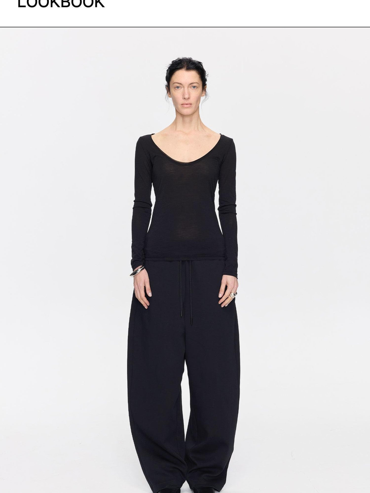 LYUOCHENG Frayed Rolled Edge Wide Crewneck Women&