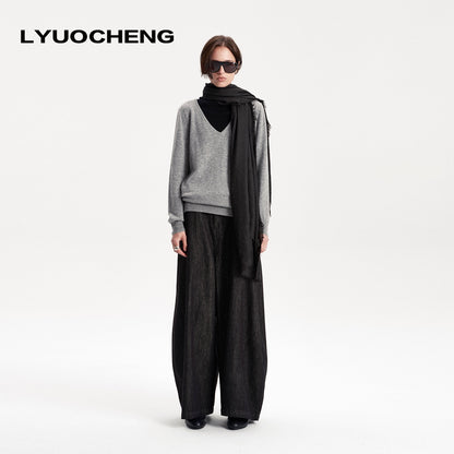 LYUOCHENG_Fringed_Solid_Long_Rectangular_Women&