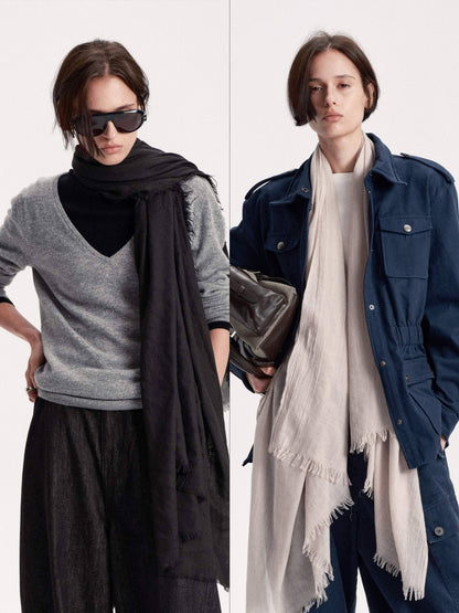 LYUOCHENG_Fringed_Solid_Long_Rectangular_Women&