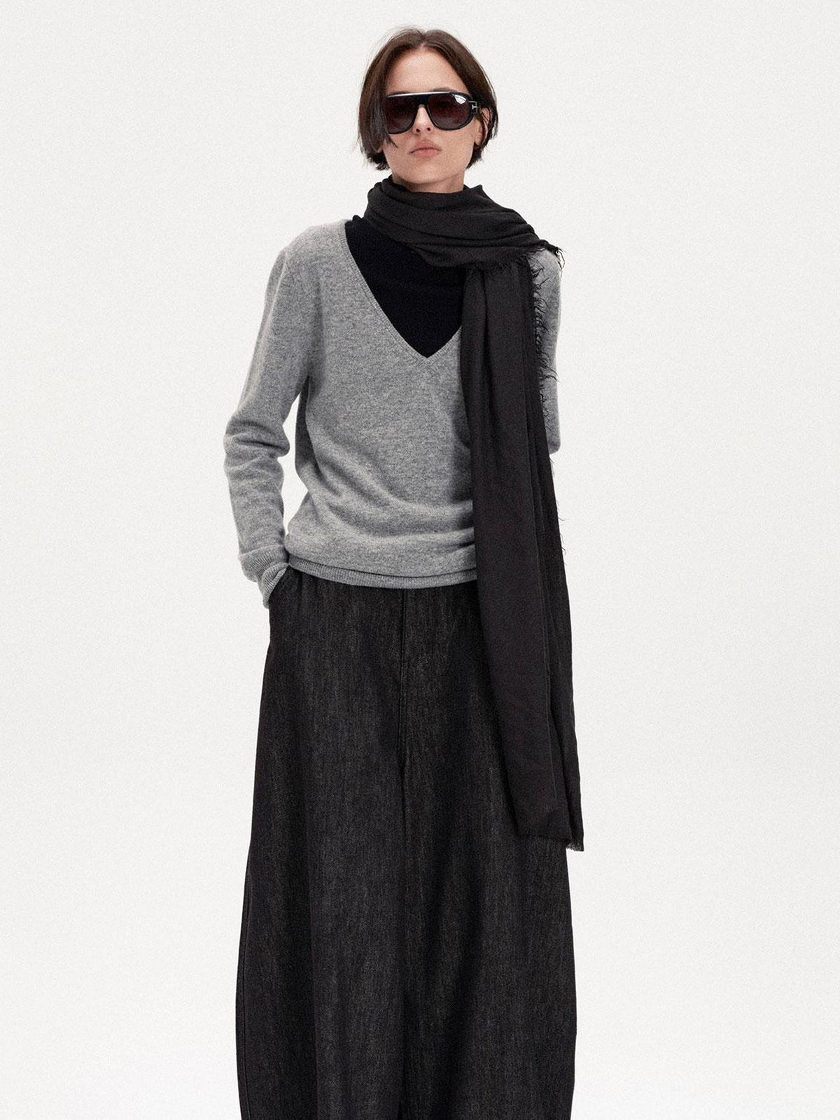 LYUOCHENG Fringed Solid Long Rectangular Women&