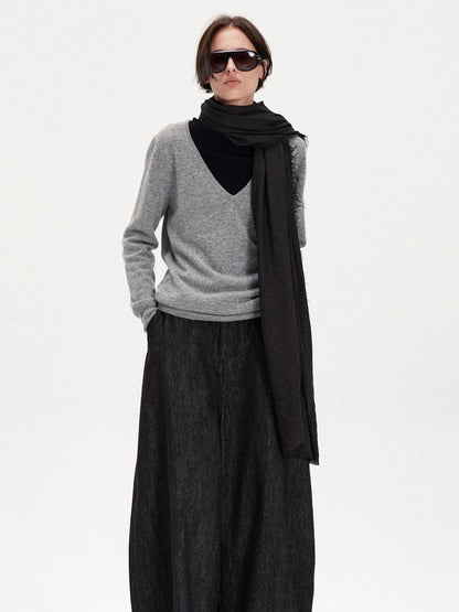 LYUOCHENG Fringed Solid Long Rectangular Women&
