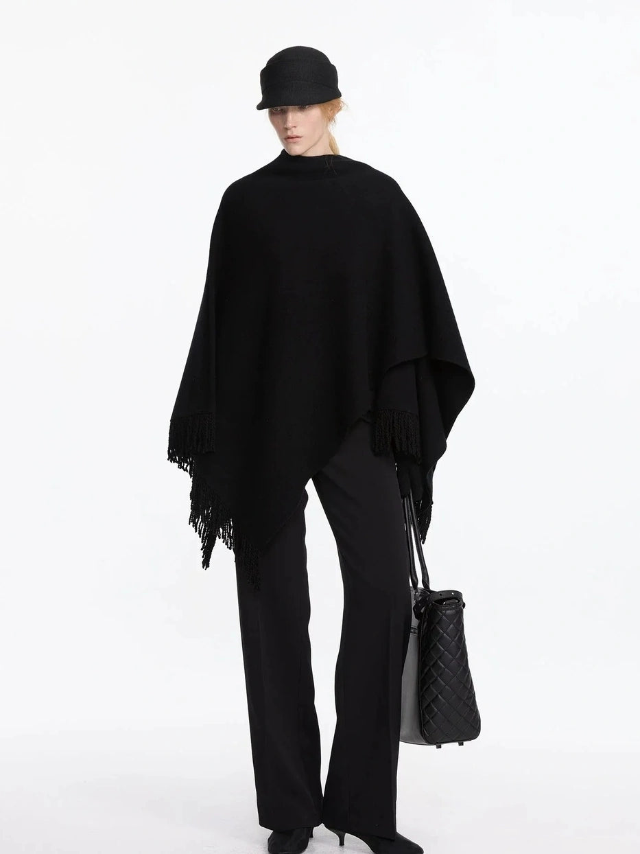 LYUOCHENG Fringed Wool Shawl Wrap