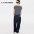 LYUOCHENG_Gray_White_Striped_Rolled_Hem_Women&