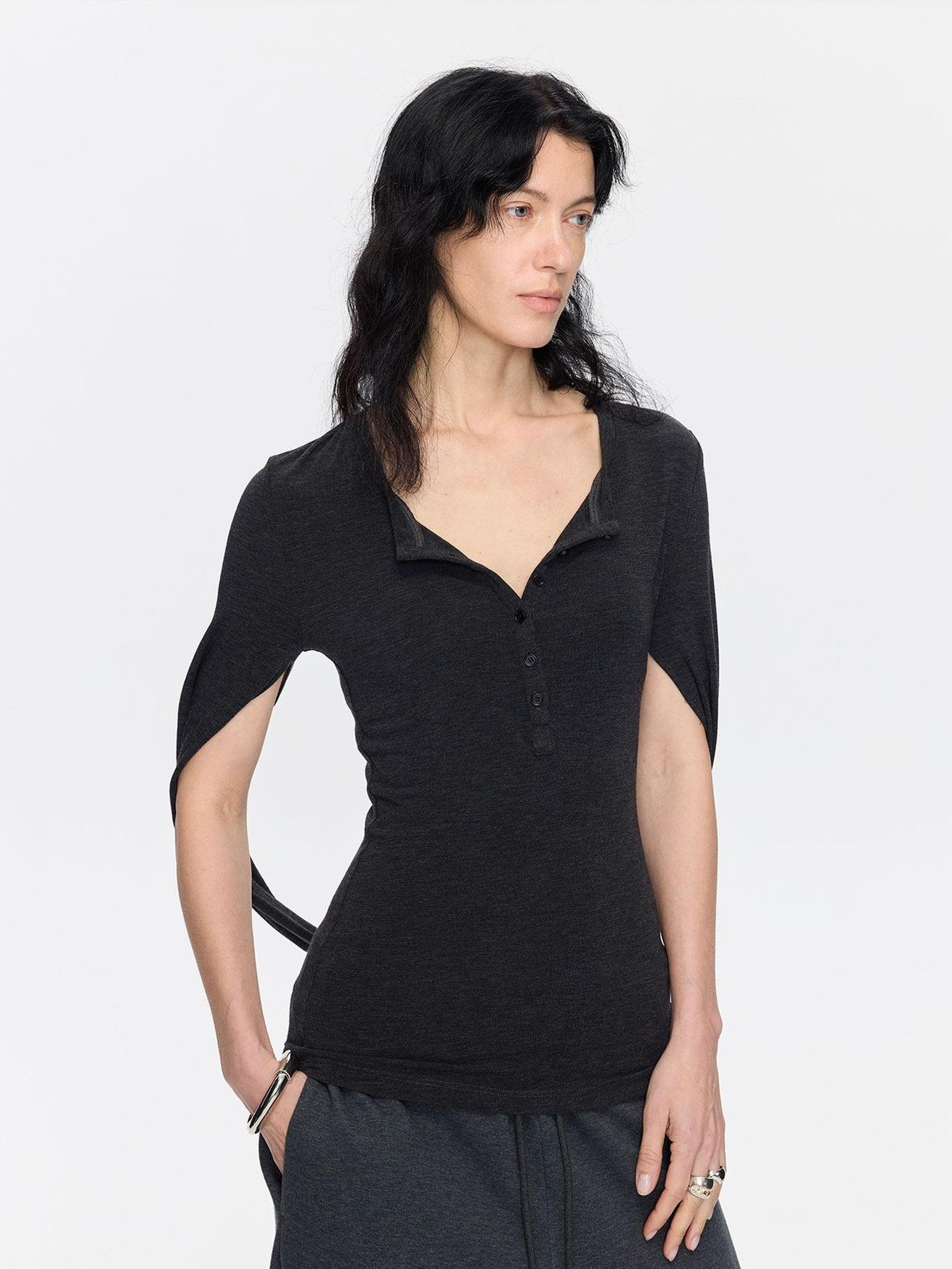 LYUOCHENG Henley Raglan Fitted Casual Women&