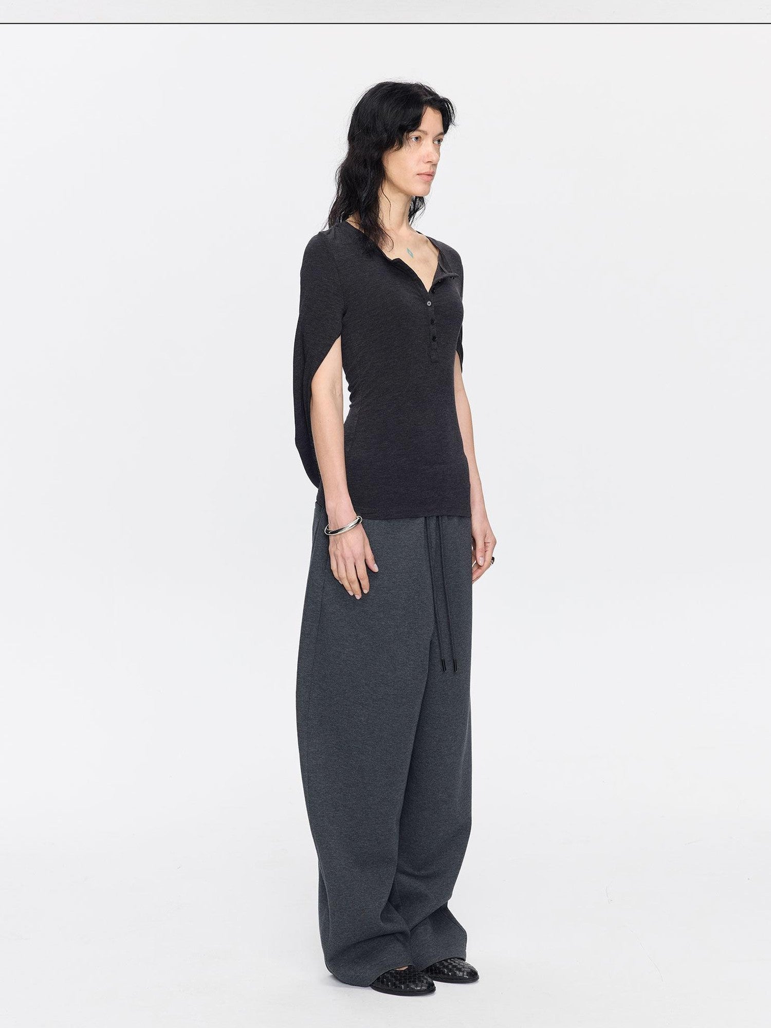 LYUOCHENG Henley Raglan Fitted Casual Women&