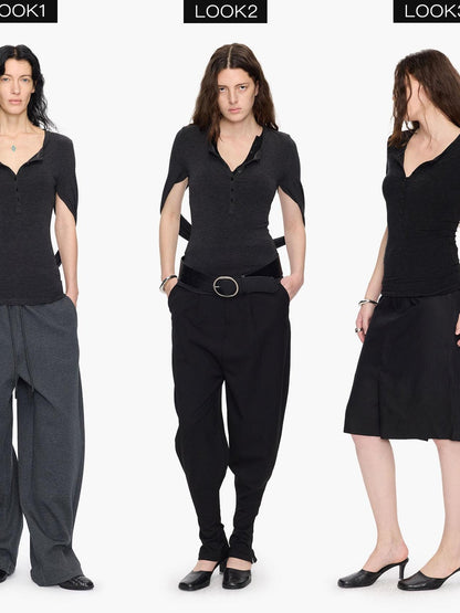 LYUOCHENG Henley Raglan Fitted Casual Women&