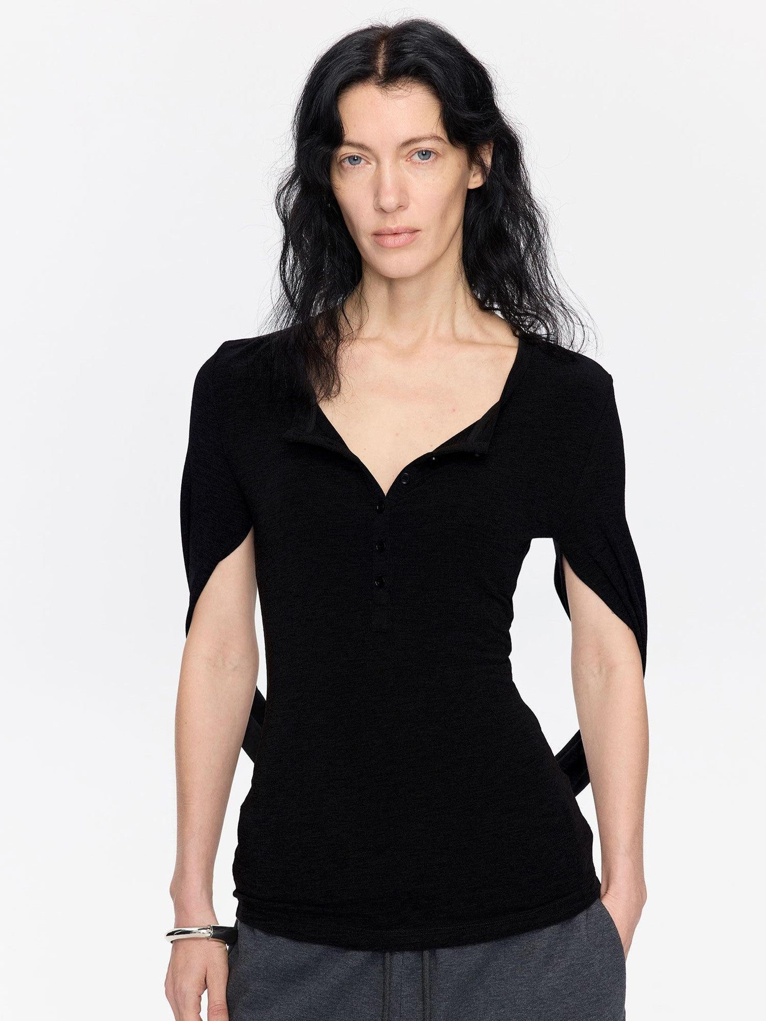 LYUOCHENG Henley Raglan Fitted Casual Women&
