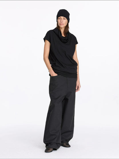 LYUOCHENG High Neck Longline Relaxed Coat