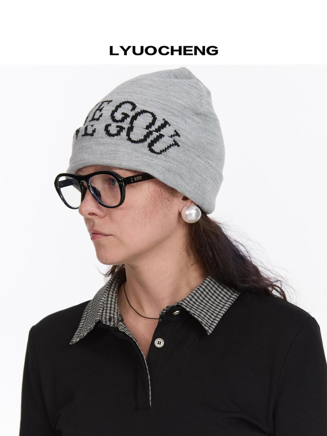 LYUOCHENG I Love Gou Pixel Lettering Beanie