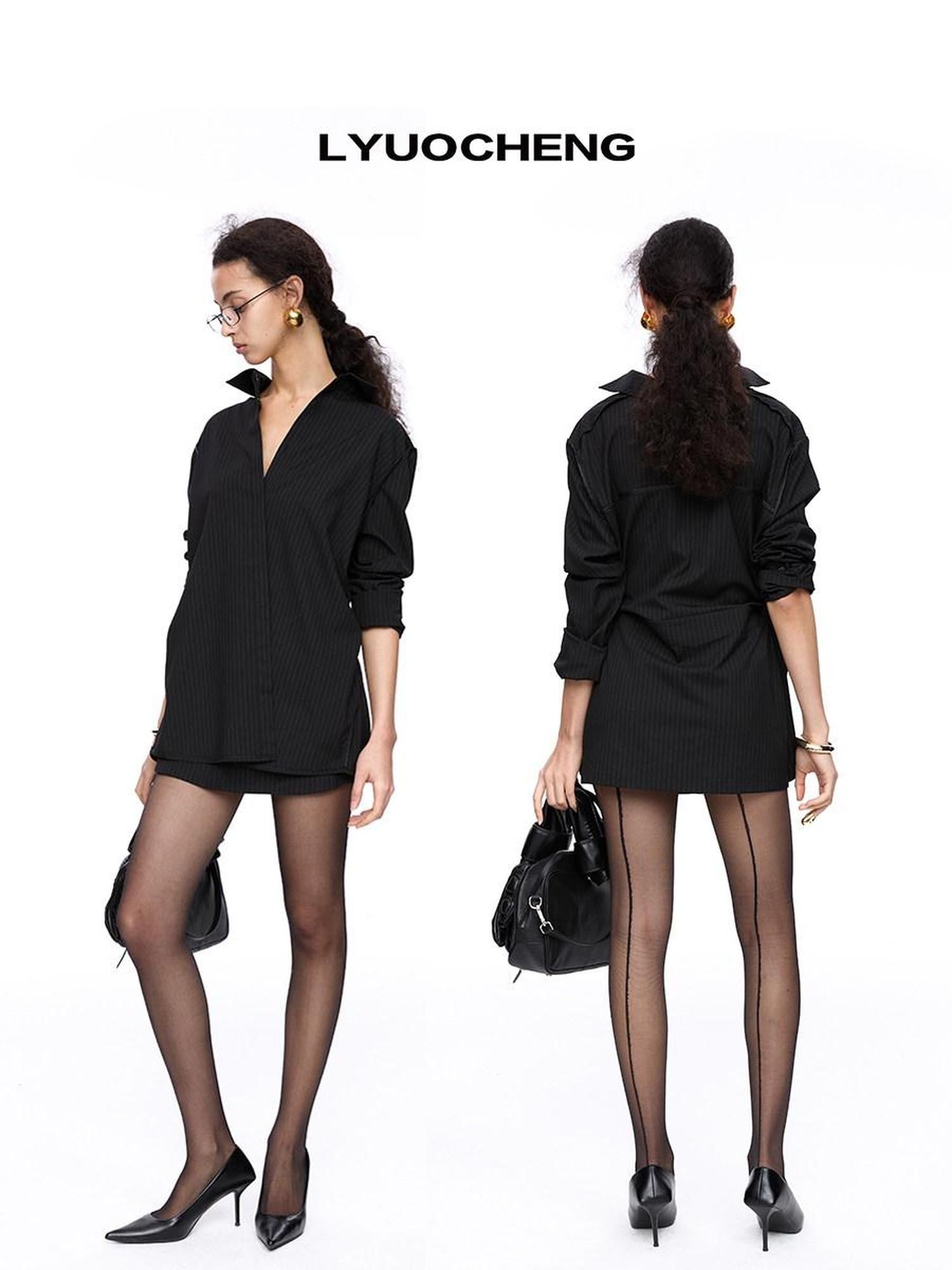 LYUOCHENG Inverted Stripe 3 Way Shirt A Line Women&