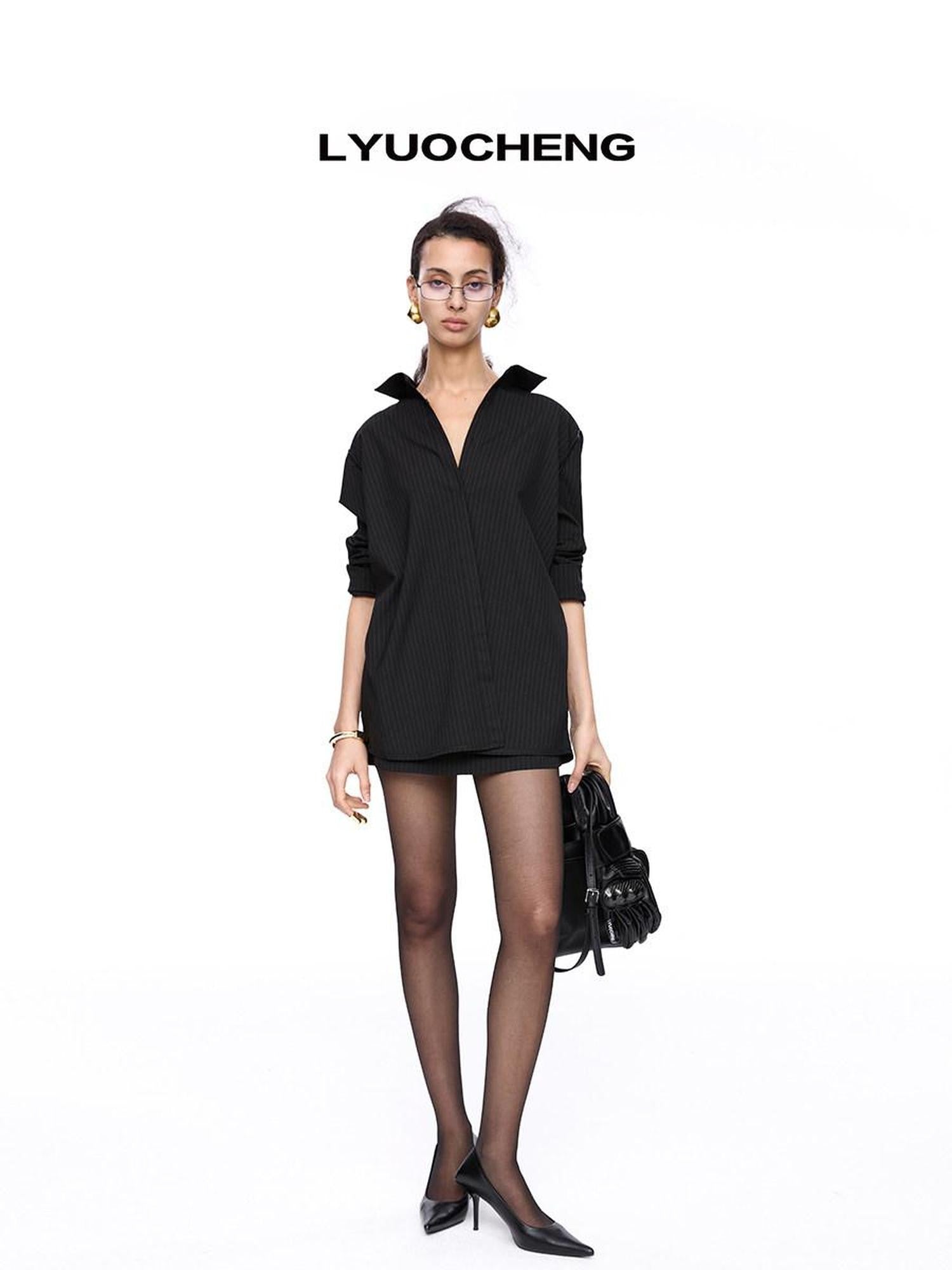LYUOCHENG Inverted Stripe 3 Way Shirt A Line Women&