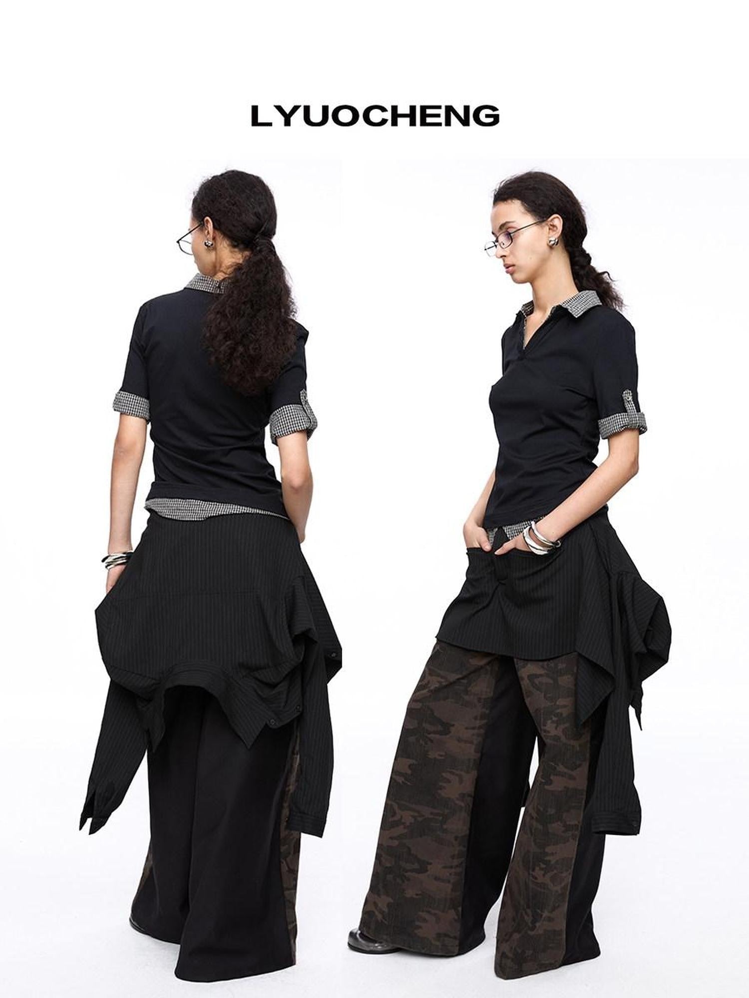 LYUOCHENG Inverted Stripe 3 Way Shirt A Line Women&