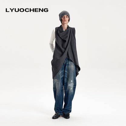 LYUOCHENG_Irregular_Cut_Button_Detail_Wool_Blend_Women&