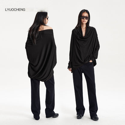 LYUOCHENG_Irregular_Draped_One_Shoulder_Women&