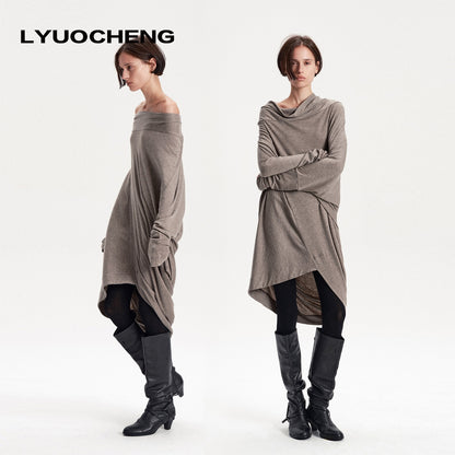 LYUOCHENG_Irregular_Draped_One_Shoulder_Women&