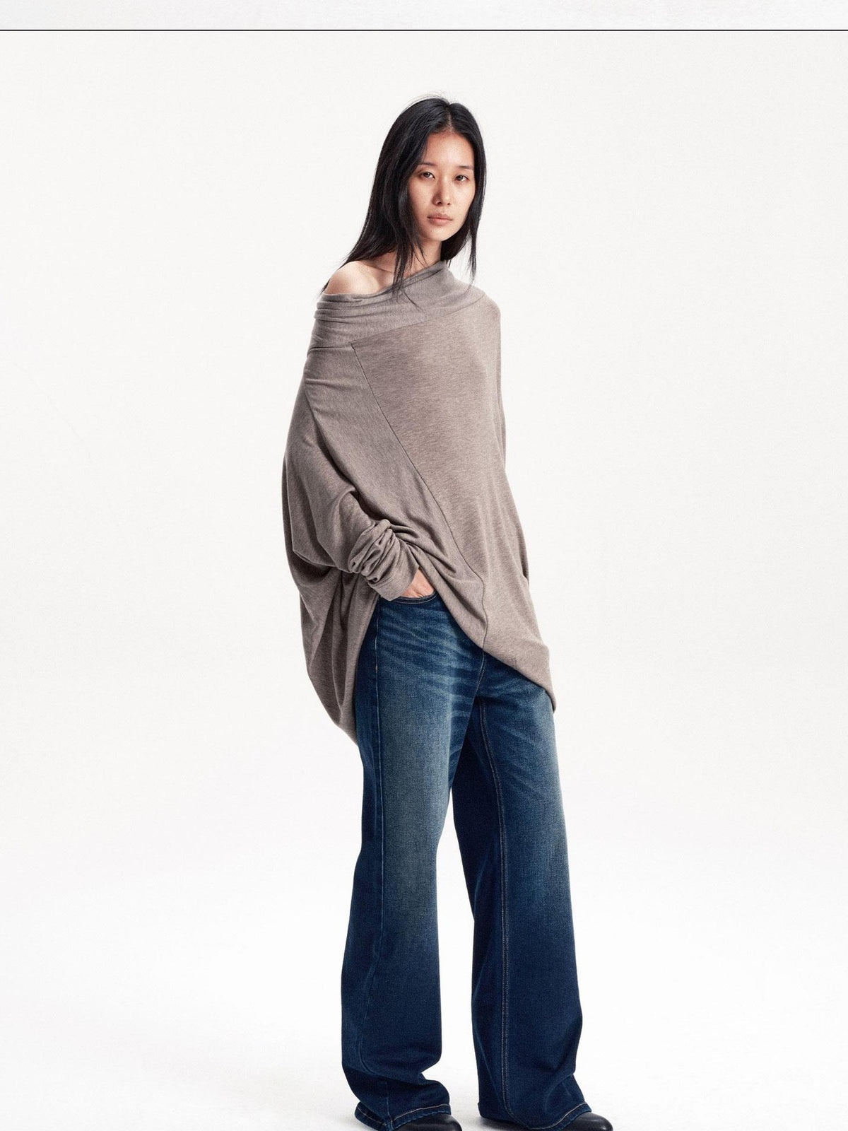 LYUOCHENG Irregular Draped One Shoulder Women&