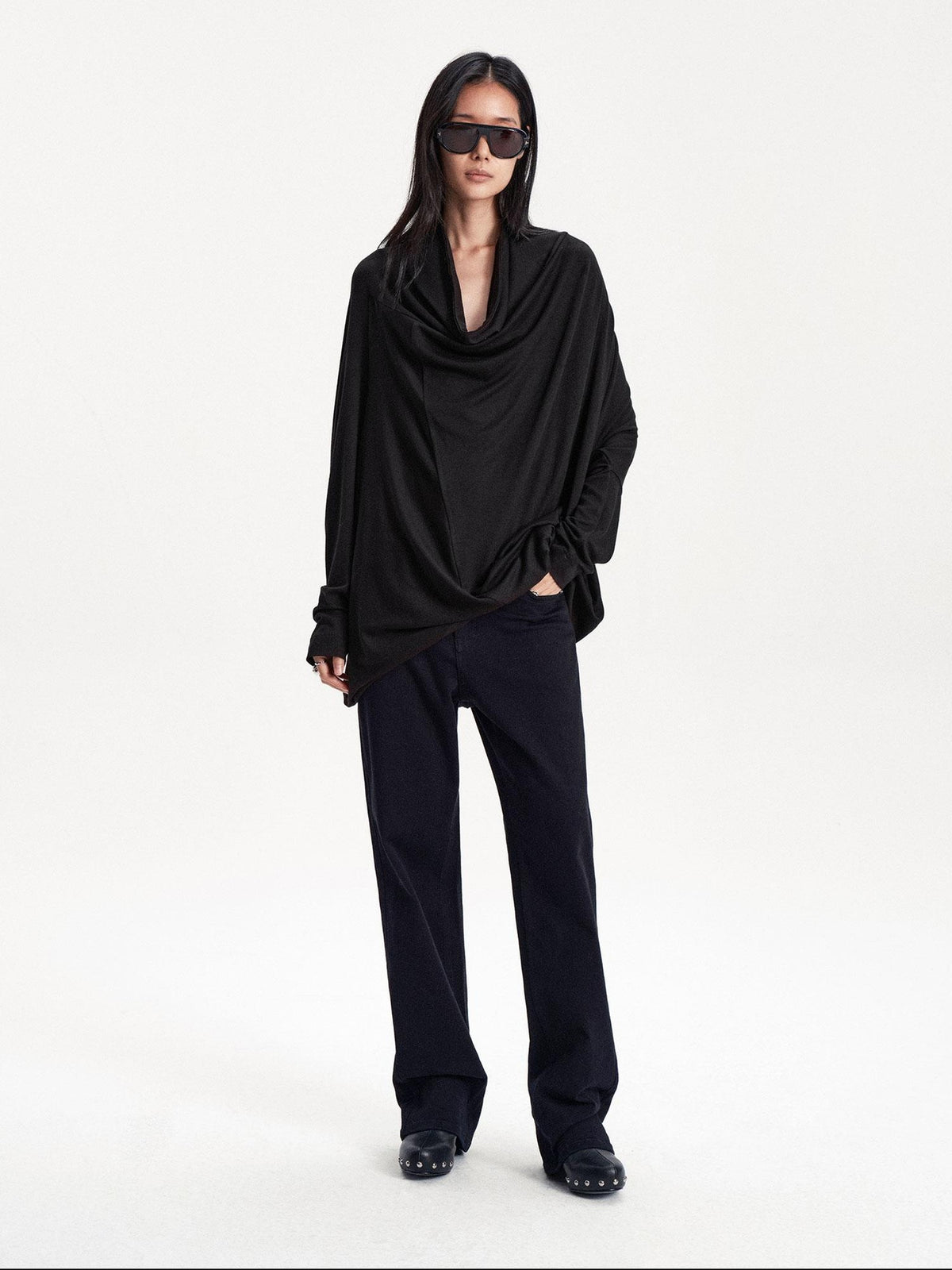 LYUOCHENG Irregular Draped One Shoulder Women&