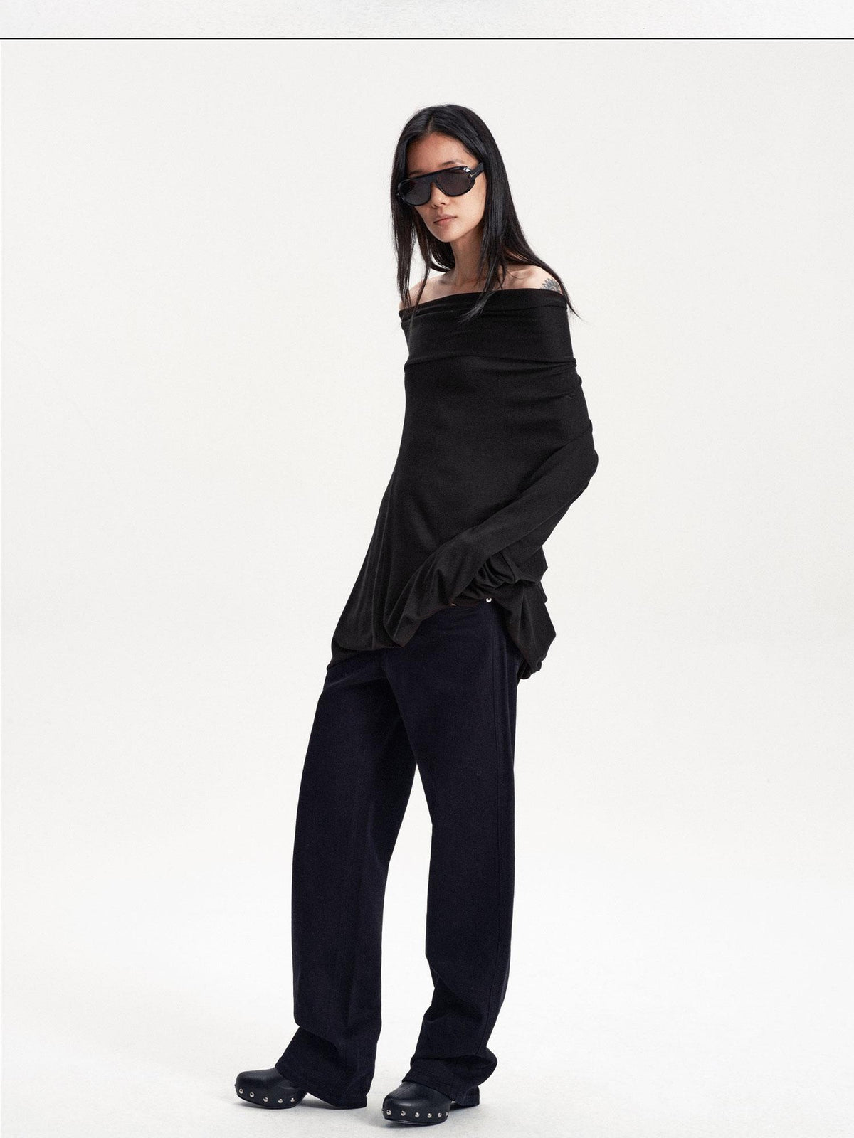 LYUOCHENG Irregular Draped One Shoulder Women&
