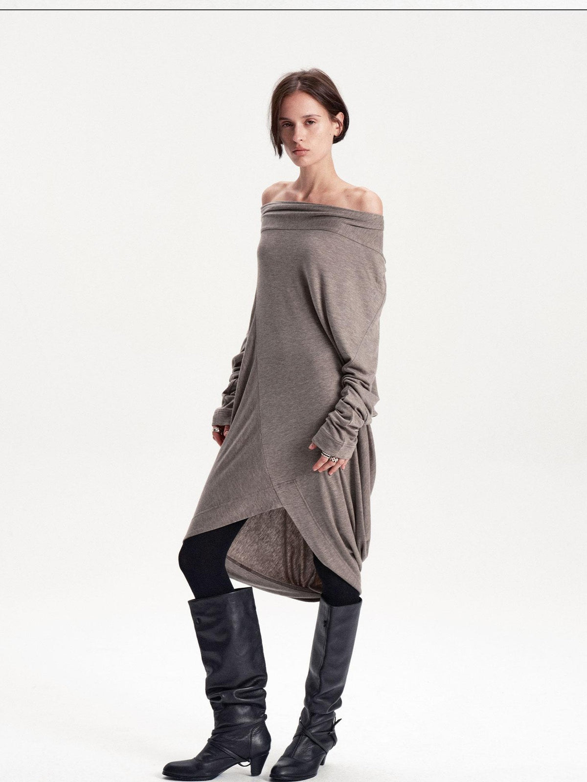 LYUOCHENG Irregular Draped One Shoulder Women&