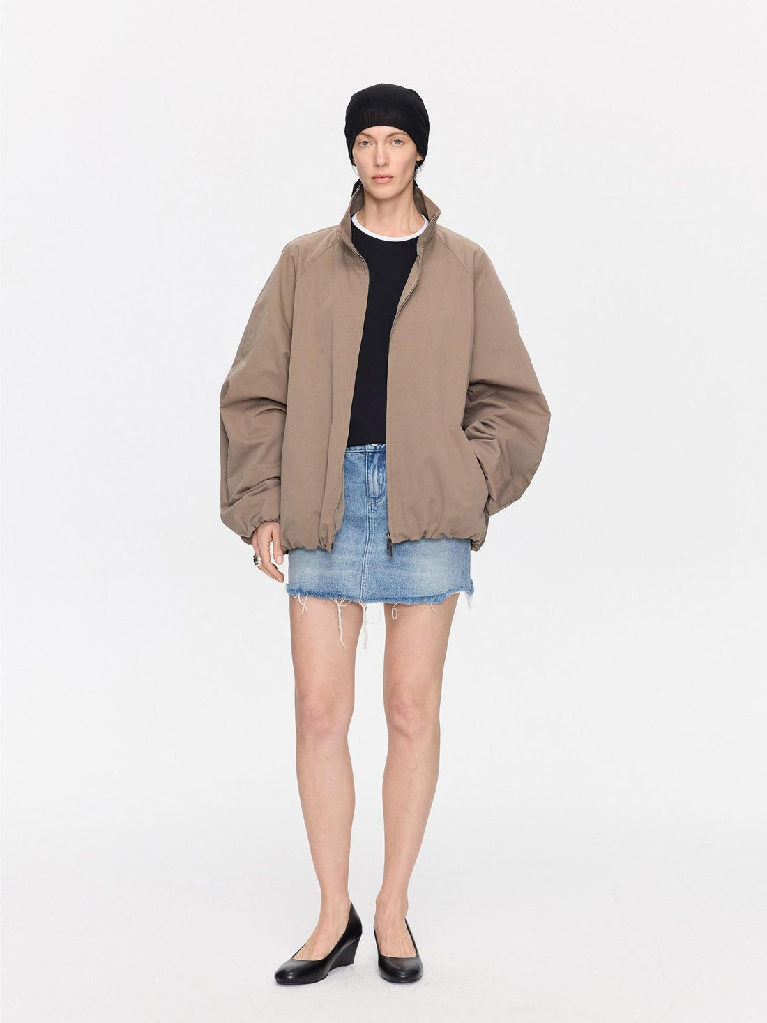 LYUOCHENG Khaki Boxy Zippered Women&