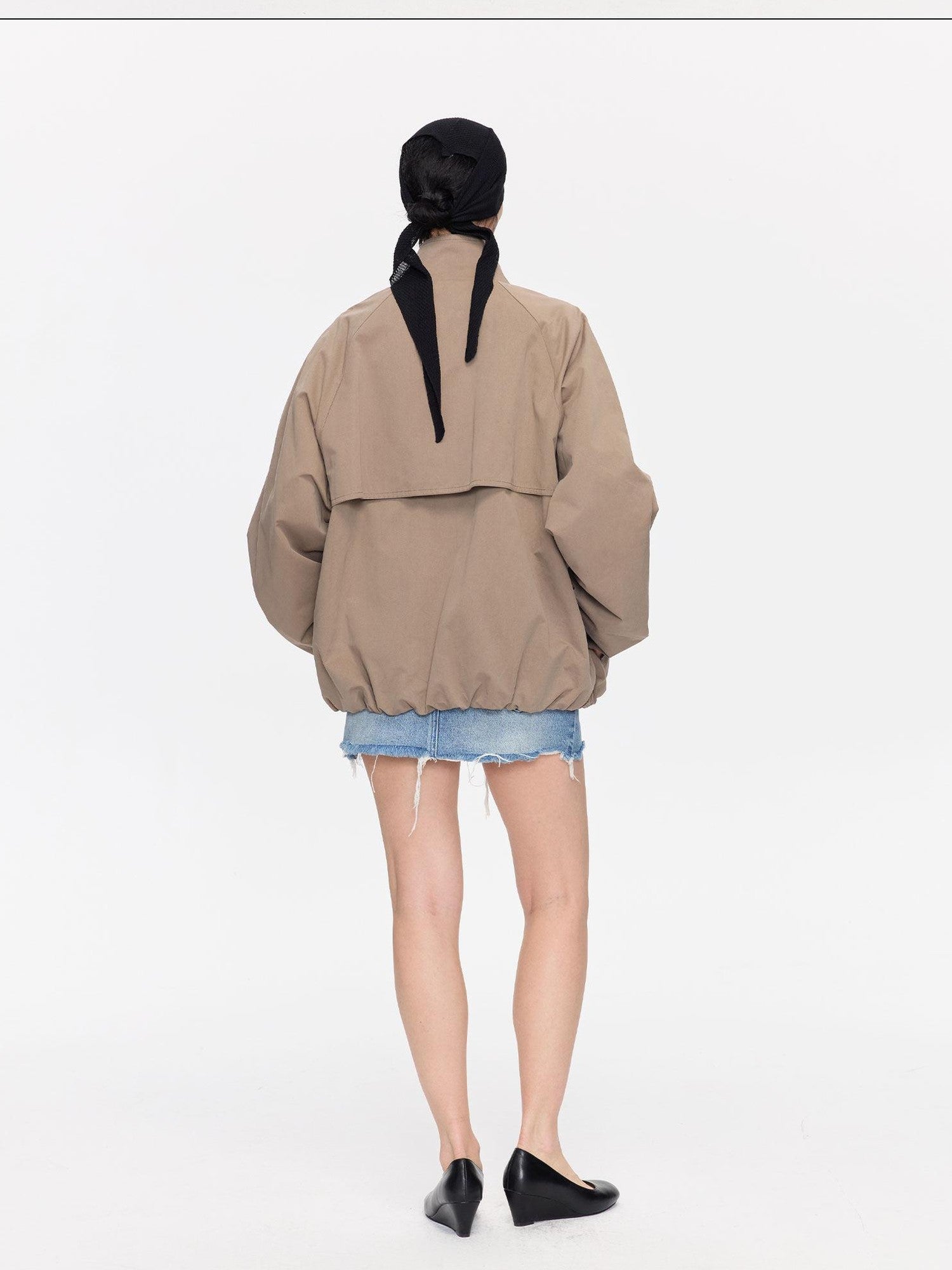 LYUOCHENG Khaki Boxy Zippered Women&