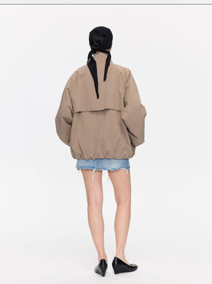 LYUOCHENG Khaki Boxy Zippered Women&