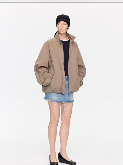 LYUOCHENG Khaki Boxy Zippered Women&