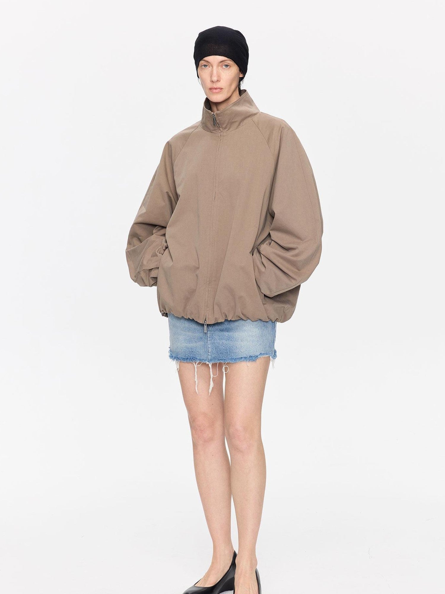 LYUOCHENG Khaki Boxy Zippered Women&