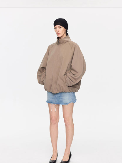 LYUOCHENG Khaki Boxy Zippered Women&
