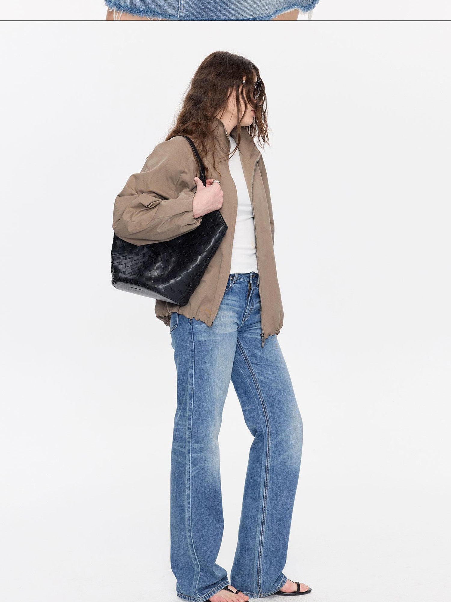 LYUOCHENG Khaki Boxy Zippered Women&