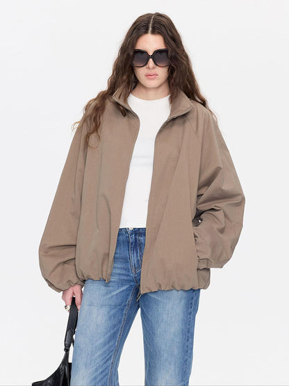 LYUOCHENG Khaki Boxy Zippered Women&