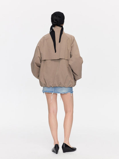 LYUOCHENG Khaki Boxy Zippered Women&