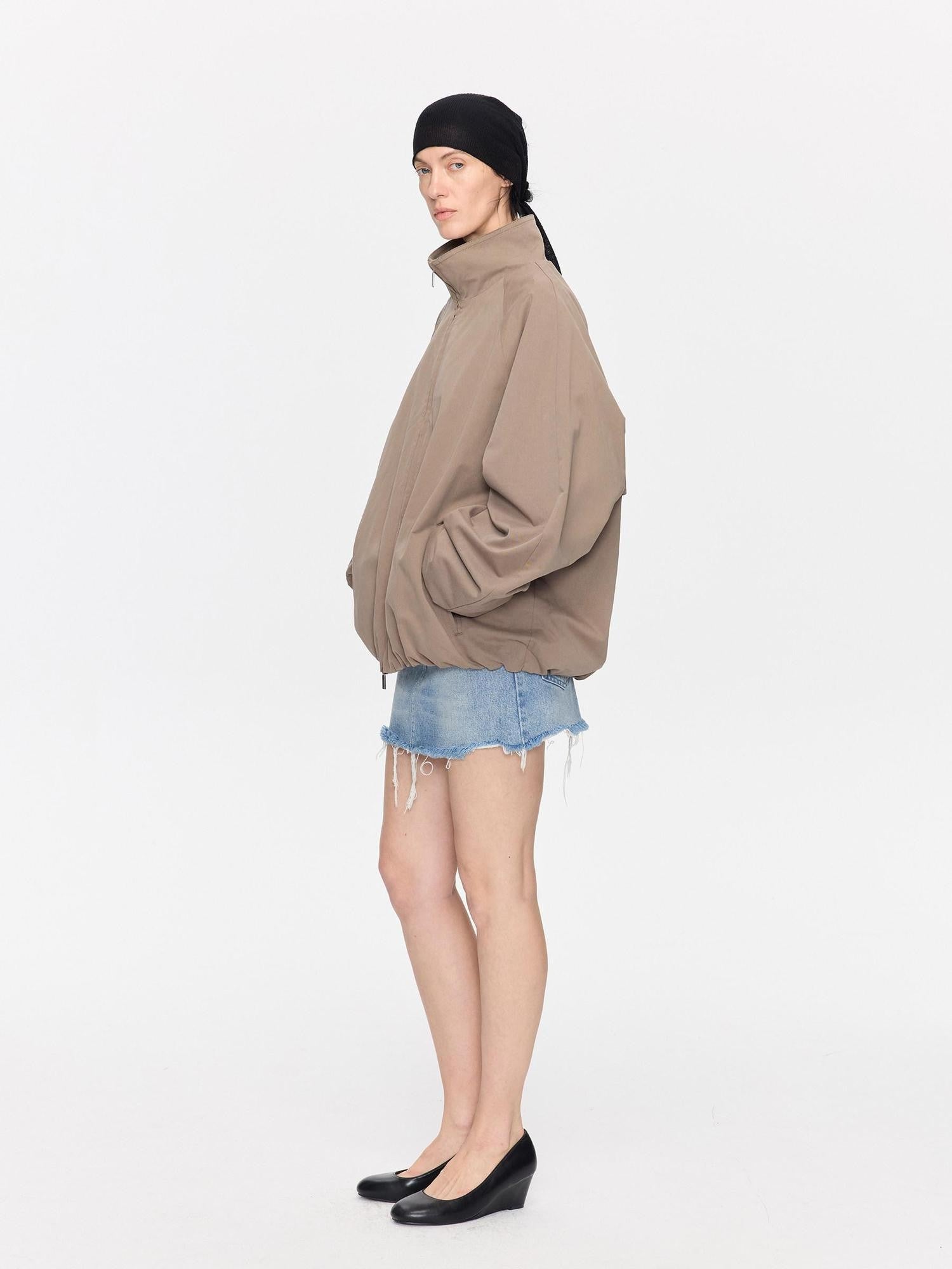 LYUOCHENG Khaki Boxy Zippered Women&
