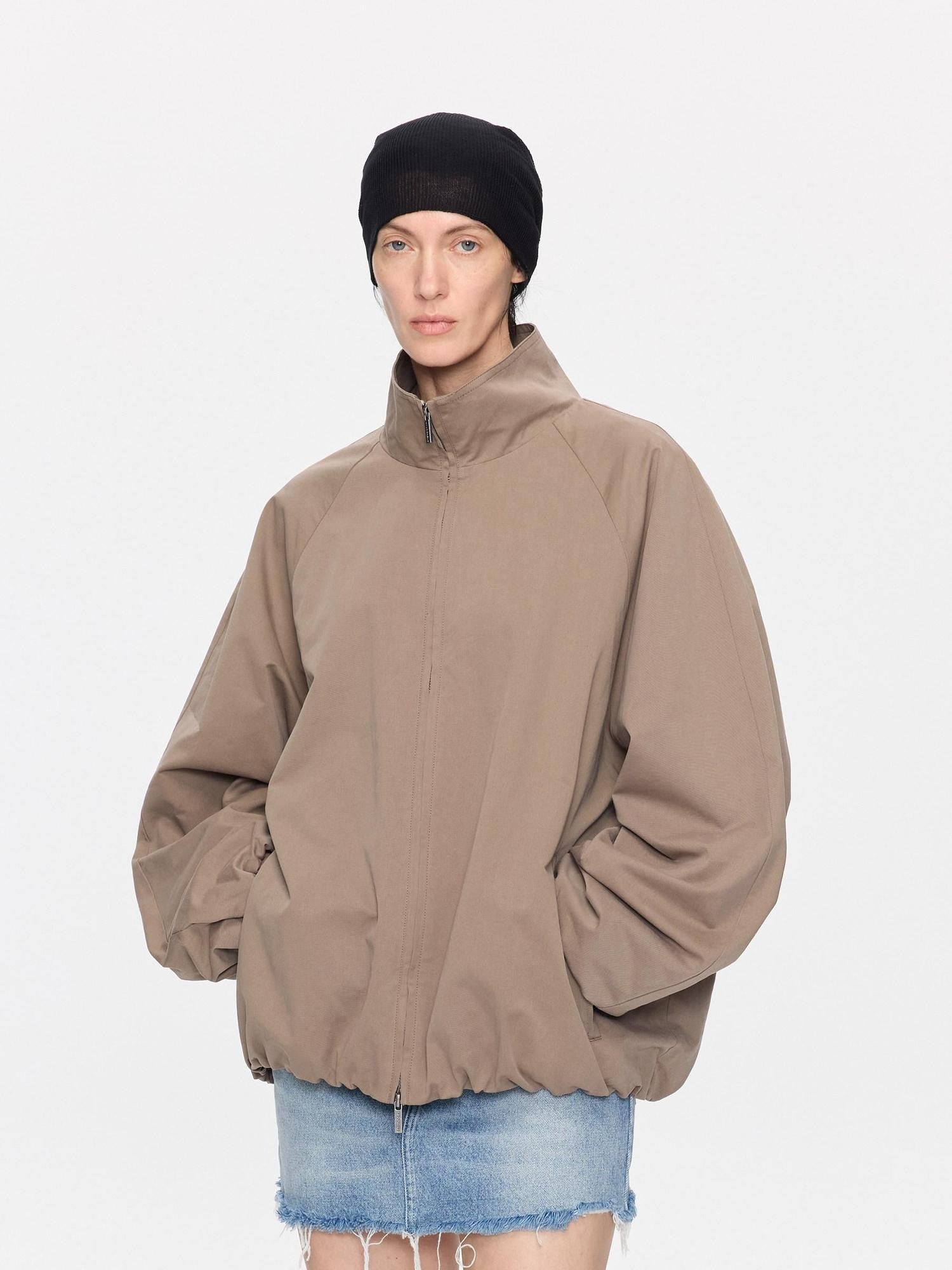 LYUOCHENG Khaki Boxy Zippered Women&
