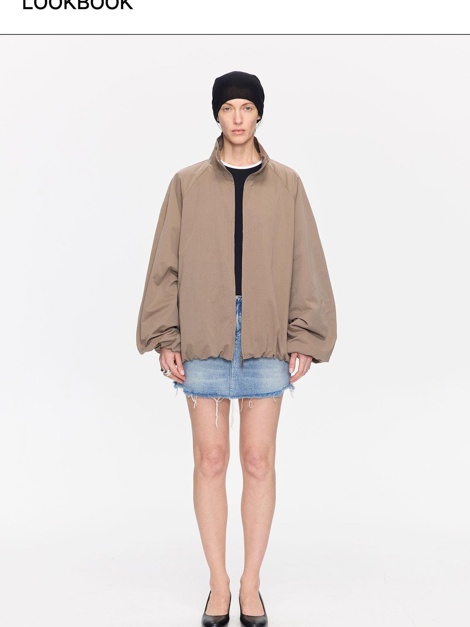 LYUOCHENG Khaki Boxy Zippered Women&