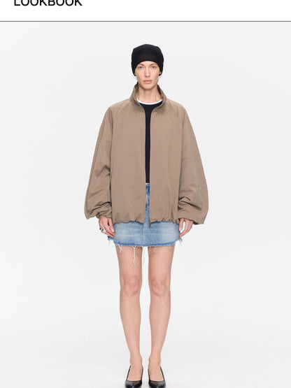 LYUOCHENG Khaki Boxy Zippered Women&