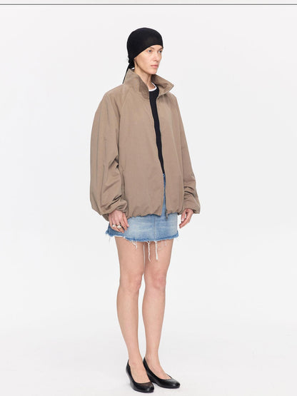 LYUOCHENG Khaki Boxy Zippered Women&