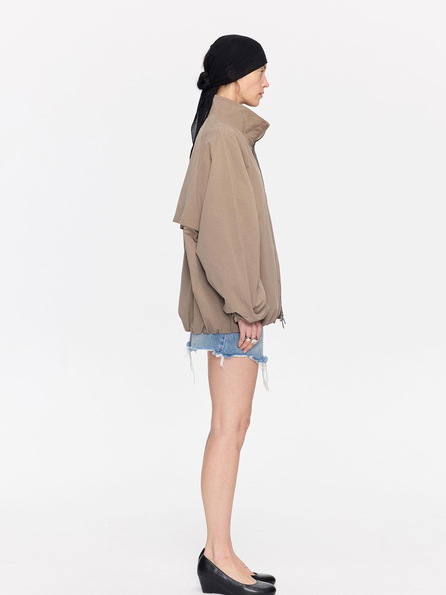 LYUOCHENG Khaki Boxy Zippered Women&