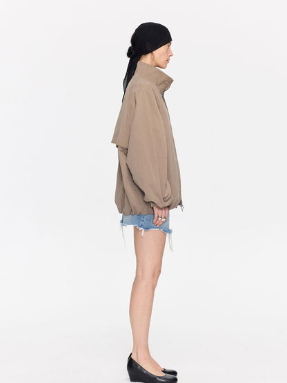 LYUOCHENG Khaki Boxy Zippered Women&