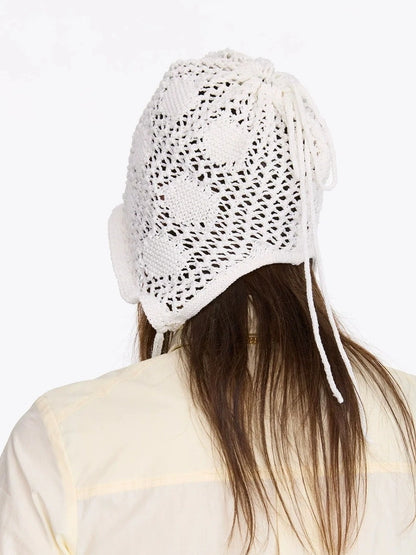 LYUOCHENG Knit Mesh Slouchy Beanie With Drawstring
