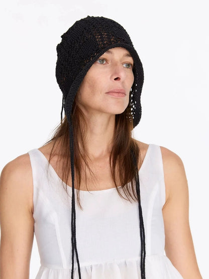 LYUOCHENG Knit Mesh Slouchy Beanie With Drawstring