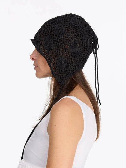 LYUOCHENG Knit Mesh Slouchy Beanie With Drawstring