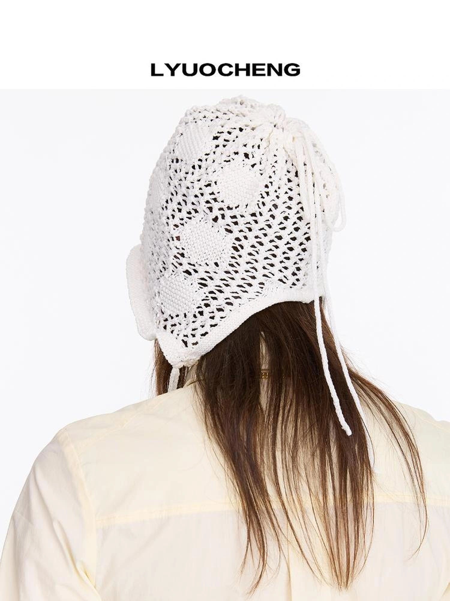 LYUOCHENG Knit Mesh Slouchy Beanie With Drawstring